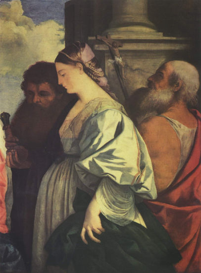 María con el Niño y cuatro Santos (Sacra Conversazione), detalle 