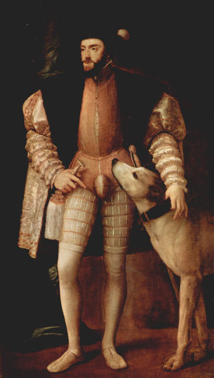 Retrato del emperador Carlos V con perro 