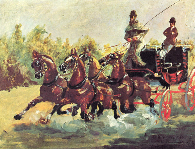 Count Alphonse de Toulouse-Lautrec Driving a Four-in-Hand. 