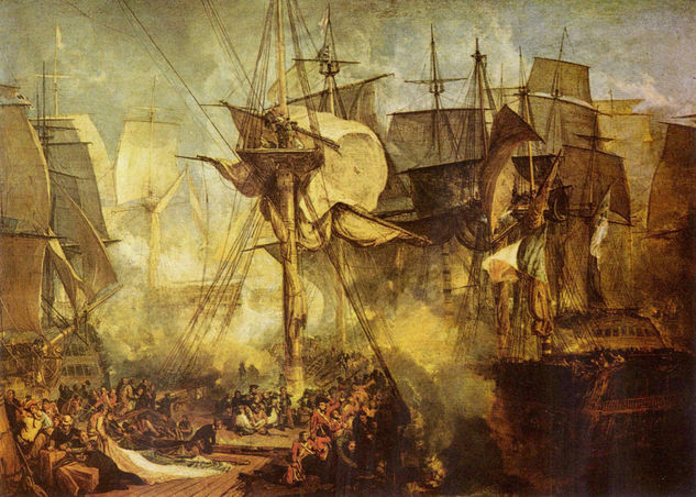 La batalla de Trafalgar, vista desde los tripulantes de estribor de la Victory. 