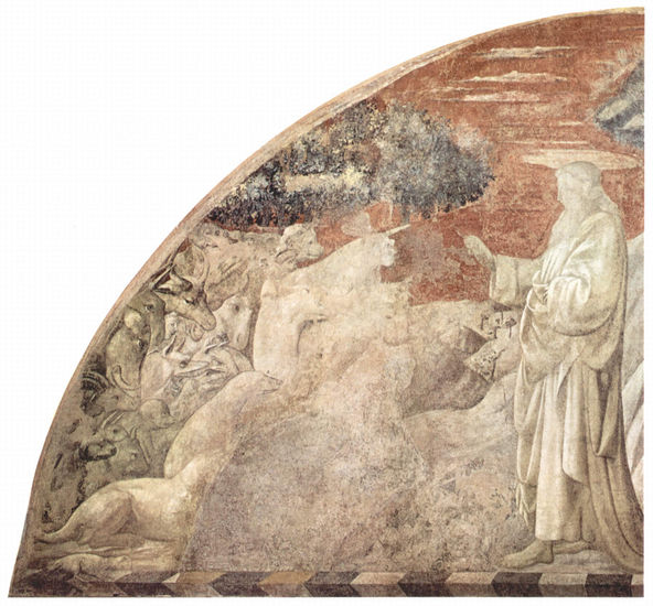 Alttestamentarischer Freskenzyklus zur Genesis im Kreuzgang von Santa Maria Novella in Florenz, Szene in Lünette 