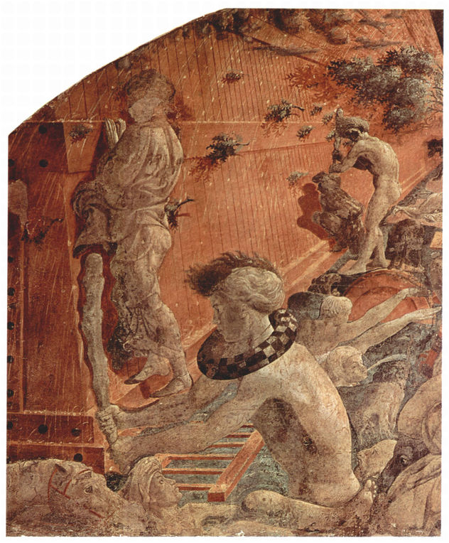 Ciclo de frescos del Antiguo Testamento sobre el Génesis en el claustro de Santa Maria Novella en Florencia, escena en luneta.