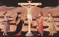 Christ on the Cross, Mary, Saint John the Baptist, Saint John the Evangelist, and Saint Francis.