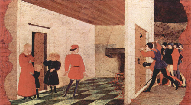 Predellatafel del milagro de las hostias, escena