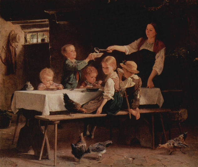 Niños durante el almuerzo