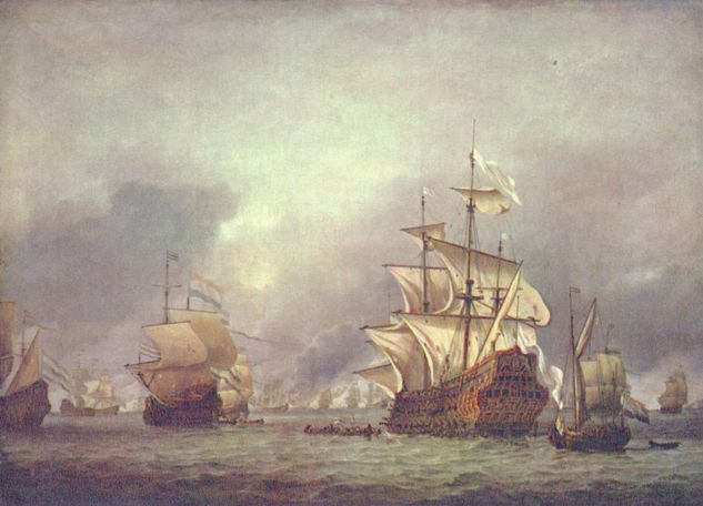 Los barcos capturados durante la batalla naval de cuatro días en 1666 