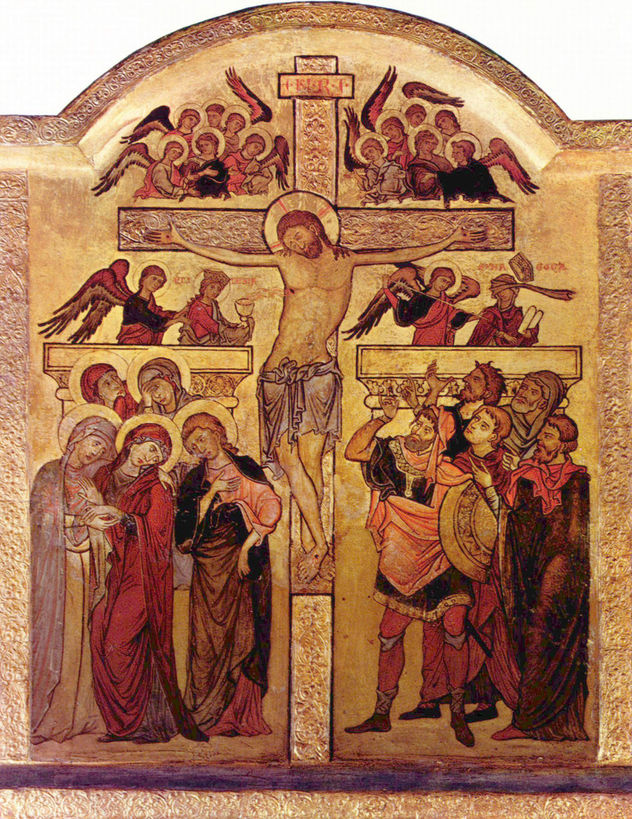 Altarretabel de la iglesia de Wiesenkirche en Soest, Trono de la Gracia con María y Juan, tabla central, escena.