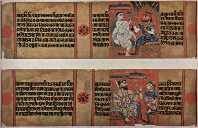 Kalpasûtra y Kâlakâchârya Kathâ-Manuskript, escena arriba