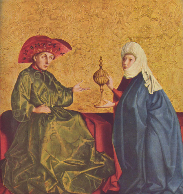 Altar del espejo de la salvación, ala derecha interior, escena en la parte superior izquierda.