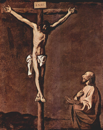 Hl. Lukas como pintor ante el crucificado 