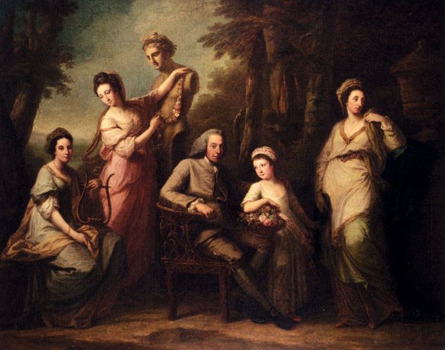 Retrato de Philip Tisdal con su esposa y familia