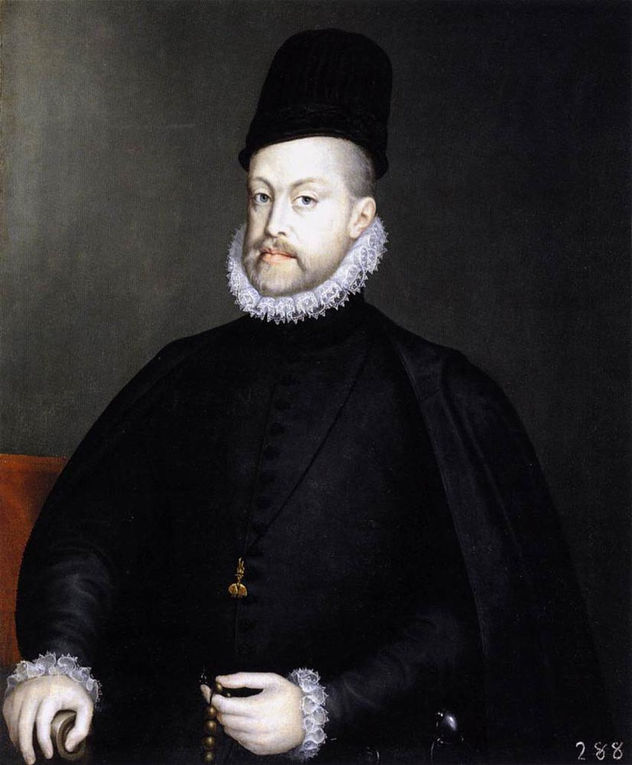 Felipe II sosteniendo un rosario
