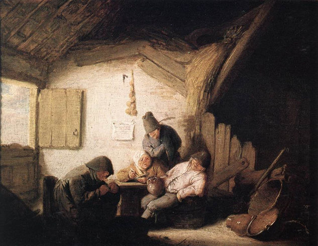 Village Tavern With Four Figures 