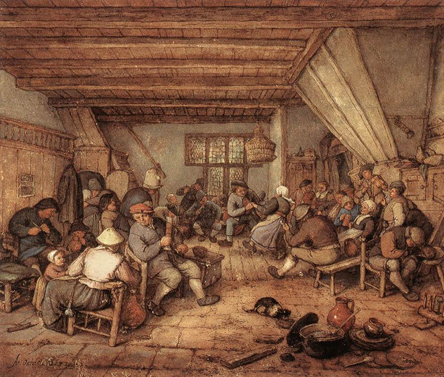 Campesinos comiendo en una taberna