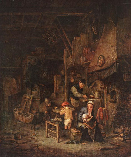 Interior con una familia campesina 