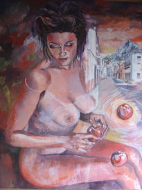 Desnudo con manzanas