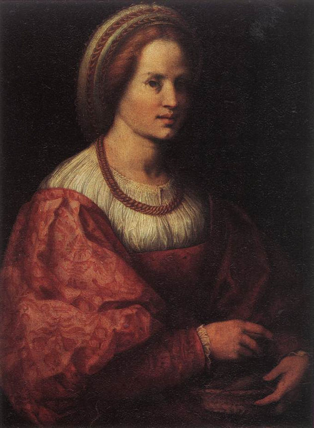 Retrato de una mujer con una cesta de husos