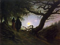 Hombre y mujer contemplando la luna CDF