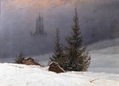Paisaje invernal con iglesia