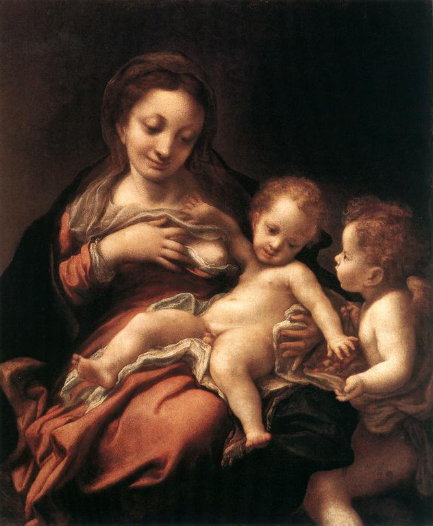 Virgen y Niño con un Ángel