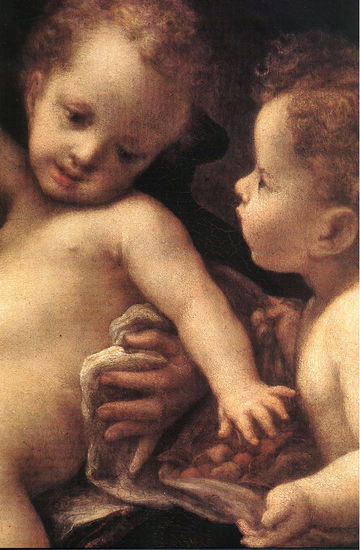 Virgen y Niño con un Ángel Detalle 1 