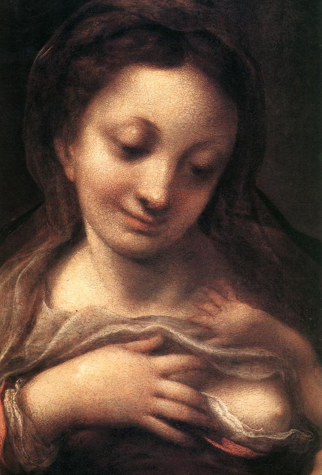 Virgen y Niño con un ángel (Detalle)