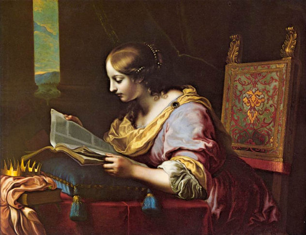 Santa Catalina leyendo un libro