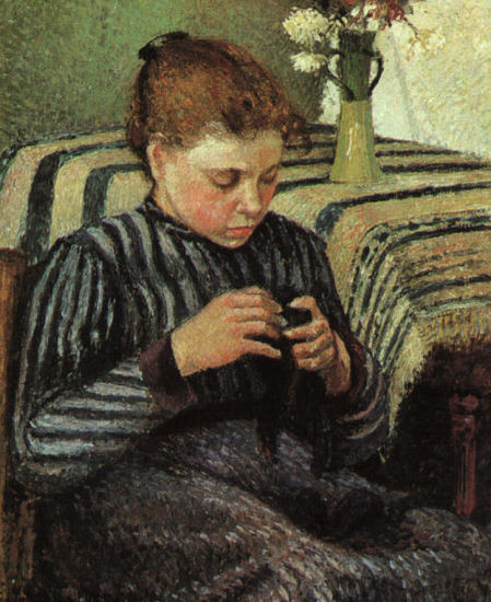 Girl Sewing 1895 