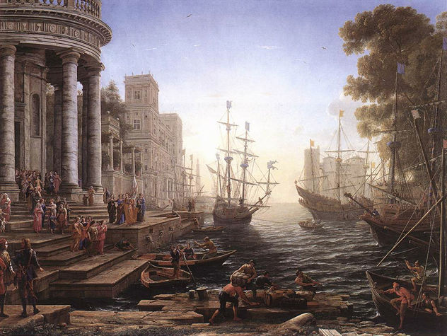 Escena de puerto con la embarcación de Santa Úrsula WGA