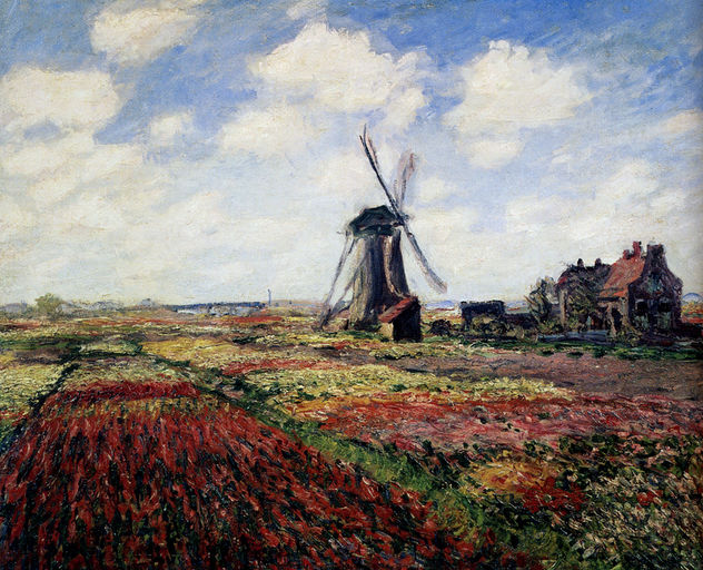 Campos de Tulipanes con el Molino de Rijnsburg 1886