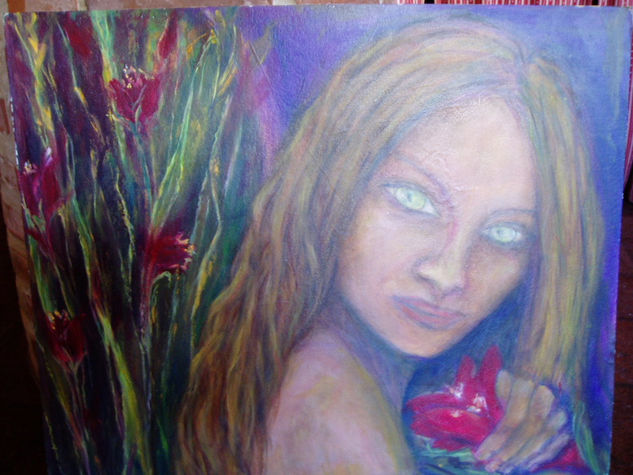 flores purpuras Acrylic Panel Portrait