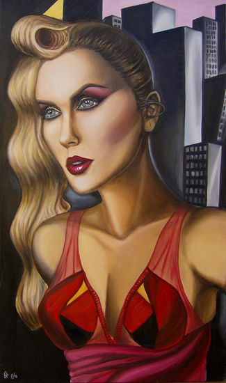 Selina Kyle en Metropolis Oil Textile Figure Painting