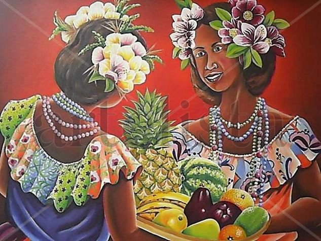 Mojongos con flores y frutas. Oil Canvas Figure Painting