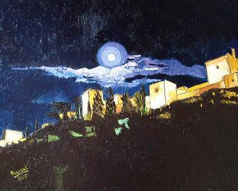 Noche en la Alhambra Oil Panel Landscaping