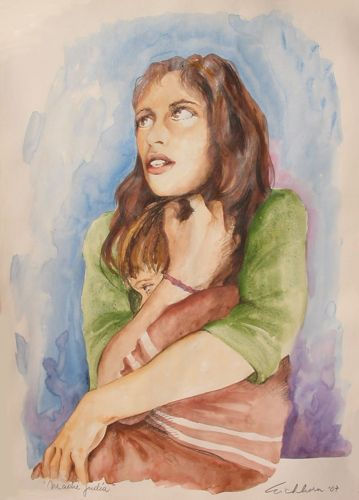 Madre judia Watercolour Card Portrait