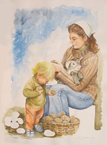 Madre holandesa Watercolour Card Portrait