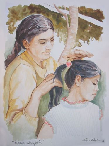 Madre diaguita Watercolour Card Portrait