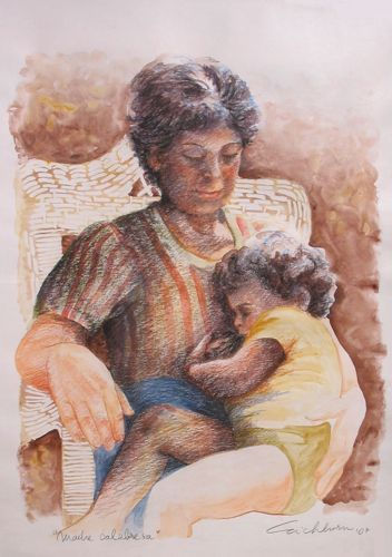 Madre calabresa Watercolour Card Portrait