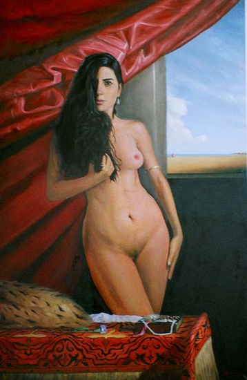 La dama escarlata Oil Canvas Nude Paintings