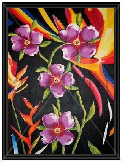 violetas Oil Canvas Floral Painting