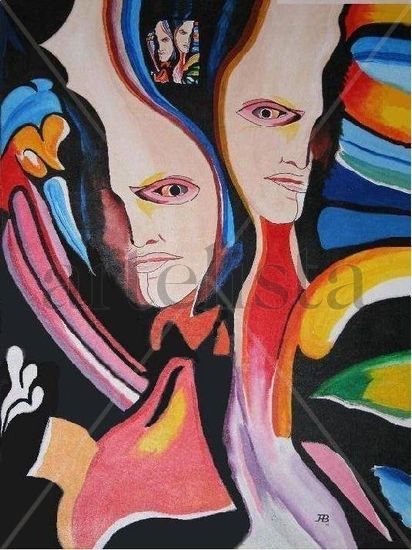 caras en el espacio Oil Canvas Figure Painting