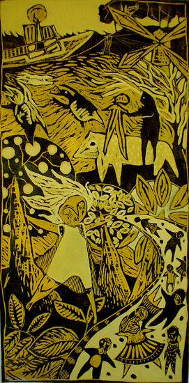 La niña Rosa Woodcut