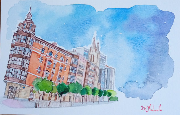 Hurtado de Amezaga. Bilbao. Watercolour Paper Landscaping