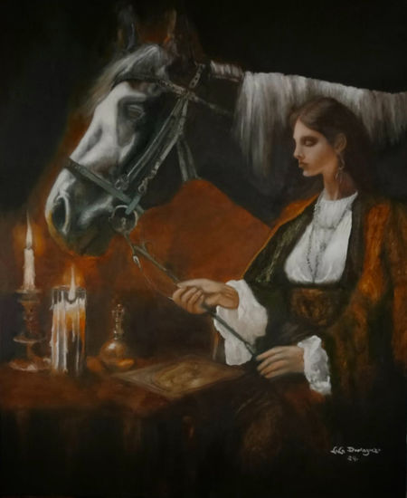 Mujer,Caballo y Sacerdotisa II Oil Canvas Figure Painting