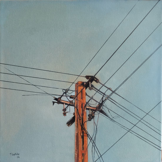 Cables y tensión en el cielo Oil Canvas Landscaping