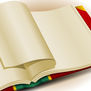 An open book with blank, cream-colored pages