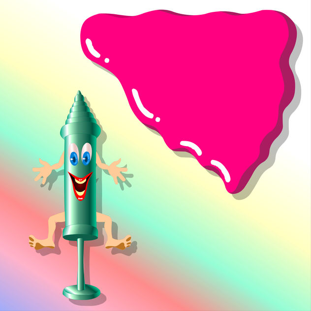 A whimsical syringe character