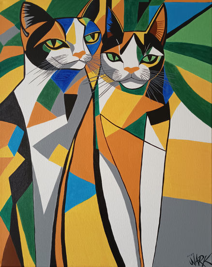 Feline Love Acrylic Canvas Animals