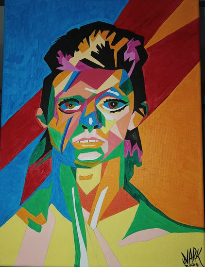 Bowie Pop Art II Óleo Lienzo Retrato