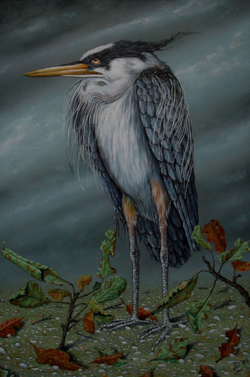 Heron Oil Panel Animals